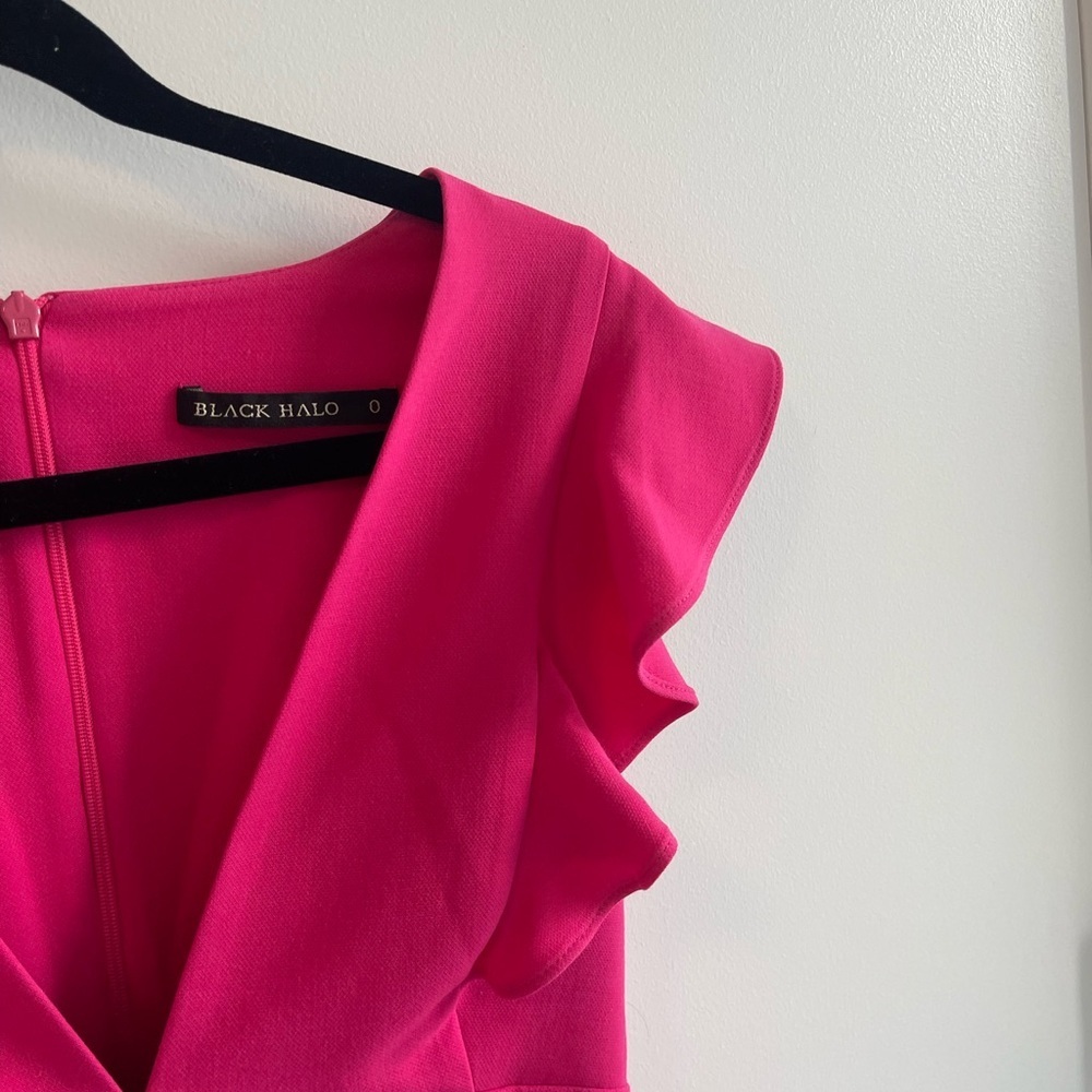 Black Halo Pink Ruffle Short Romper - Picture 3 of 6